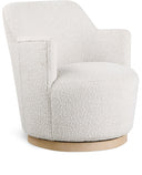 Clarita Boucle Fabric Upholstered Swivel Accent Chair - Cream
