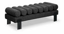 Akeela Linen Textured Fabric Upholstered Bench - Black