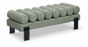 Akeela Linen Textured Fabric Upholstered Bench - Green