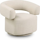 Niya Linen Textured Fabric Upholstered Swivel Accent Chair - Beige