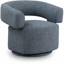 Niya Linen Textured Fabric Upholstered Swivel Accent Chair - Blue
