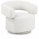 Niya Linen Textured Fabric Upholstered Swivel Accent Chair - Cream