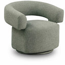 Niya Linen Textured Fabric Upholstered Swivel Accent Chair - Green