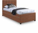 Hudson Vegan Leather Upholstered Twin Trundle Bed - Cognac