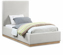 Alfie Linen Textured Fabric Upholstered Twin Bed - Cream