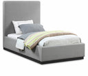 Alfie Linen Textured Fabric Upholstered Twin Bed - Grey