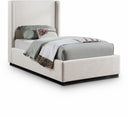 Flynn Linen Textured Fabric Upholstered Twin Bed - Beige