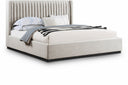 Logan Linen Textured Fabric Upholstered Bed - Beige