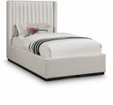 Logan Linen Textured Fabric Upholstered Twin Bed - Beige