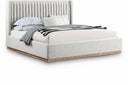 Logan Linen Textured Fabric Upholstered Bed - Cream