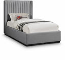 Logan Linen Textured Fabric Upholstered Twin Bed - Grey