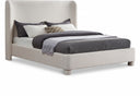 Penny Linen Textured Fabric Upholstered Bed - Cream