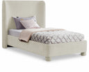 Penny Chenille Fabric Upholstered Twin Bed - Cream