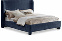 Penny Chenille Fabric Upholstered Bed - Blue