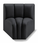Arc Vegan Leather Upholstered Curved Corner Modular Chair - Black