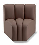 Arc Vegan Leather Upholstered Curved Corner Modular Chair - Brown