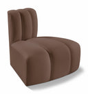 Arc Vegan Leather Upholstered Reverse Modular Corner Chair - Brown