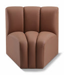 Arc Vegan Leather Upholstered Curved Corner Modular Chair - Cognac