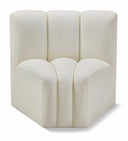 Arc Vegan Leather Upholstered Curved Corner Modular Chair - Cream