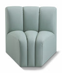 Arc Vegan Leather Upholstered Curved Corner Modular Chair - Mint