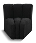 Arc Boucle Fabric Upholstered Curved Corner Modular Chair - Black