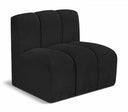 Arc Boucle Fabric Upholstered Straight Modular Chair - Black