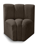 Arc Boucle Fabric Upholstered Curved Corner Modular Chair - Brown