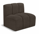 Arc Boucle Fabric Upholstered Straight Modular Chair - Brown
