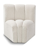 Arc Boucle Fabric Upholstered Curved Corner Modular Chair - Cream