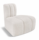 Arc Boucle Fabric Upholstered Reverse Corner Modular Chair - Cream