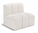Arc Boucle Fabric Upholstered Straight Modular Chair - Cream