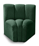 Arc Boucle Fabric Upholstered Curved Corner Modular Chair - Green
