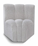 Arc Boucle Fabric Upholstered Curved Corner Modular Chair - Grey