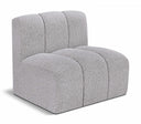 Arc Boucle Fabric Upholstered Straight Modular Chair - Grey
