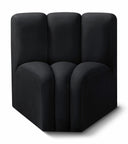 Arc Velvet Upholstered Curved Corner Modular Chair - Black