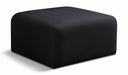 Arc Velvet Upholstered Ottoman - Black