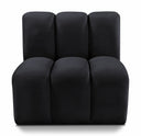 Arc Velvet Upholstered Straight Modular Chair - Black