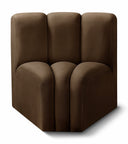 Arc Velvet Upholstered Curved Corner Modular Chair - Brown