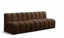 Arc 89.5" Velvet Upholstered 3pc. Modular Sectional - Brown