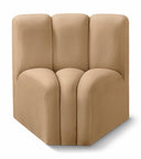 Arc Velvet Upholstered Curved Corner Modular Chair - Camel