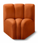 Arc Velvet Upholstered Curved Corner Modular Chair - Cognac