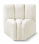 Arc Velvet Upholstered Curved Corner Modular Chair - Cream