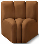 Arc Velvet Upholstered Curved Corner Modular Chair - Saddle