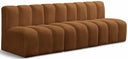 Arc 89.5" Velvet Upholstered 3pc. Modular Sectional - Saddle