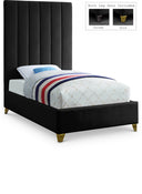 Via Velvet Upholstered Twin Bed - Black
