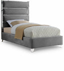 Zuma Velvet Upholstered Twin Bed - Grey
