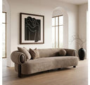 Arnaud - Modern Tan Fabric + Brown Oak Loveseat Sofa