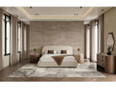 Hortman + Chelton - Modern Beige Velvet + Walnut 4-Piece Bedroom Set