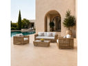 Sandra - Outdoor Beige + Wicker Sofa Set