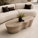Meru - Modern Faux Travertine Concrete Coffee Table